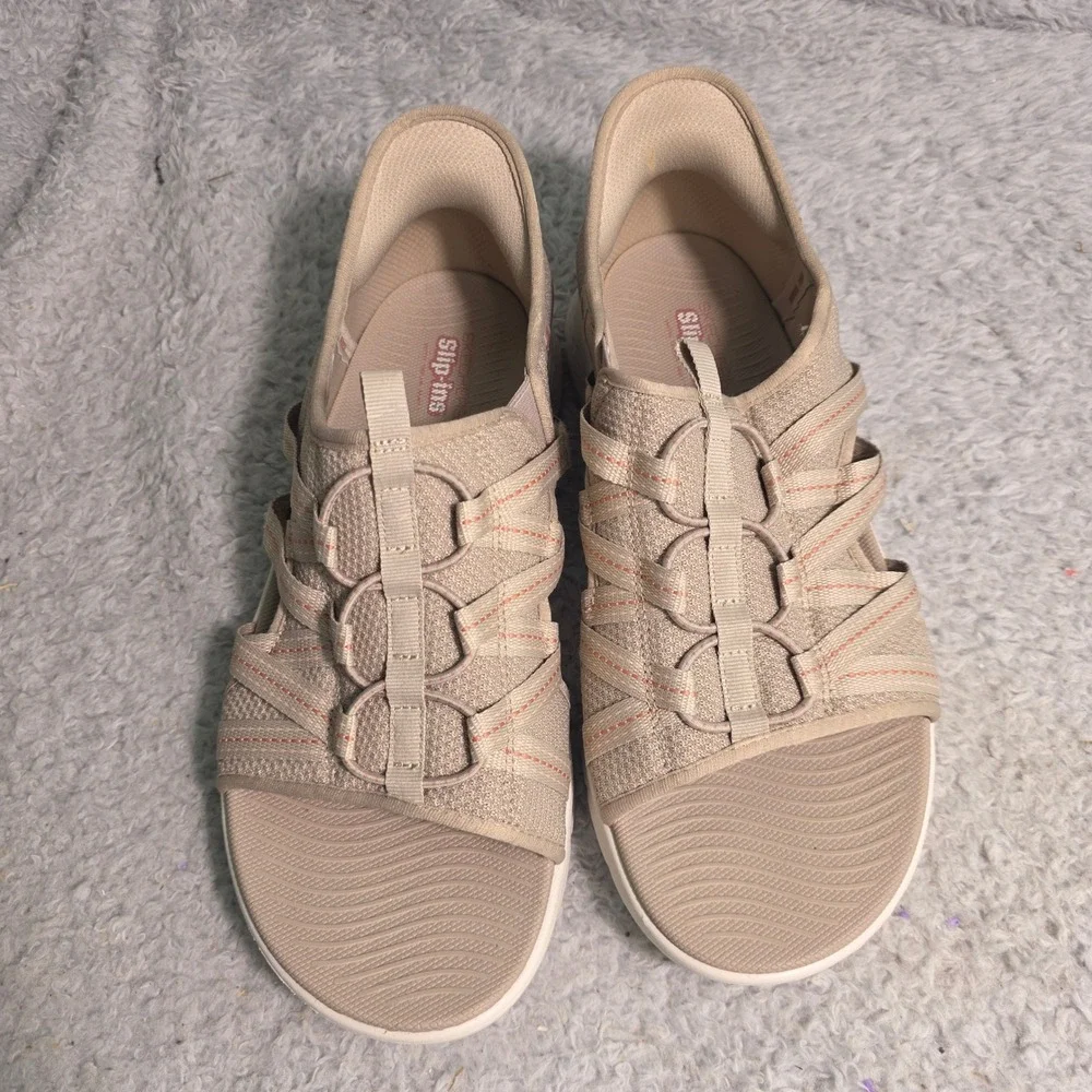Skechers Slip-ins On-the-GO Hands Free GO Walk Flex Sandals Tan 11‎ NEW